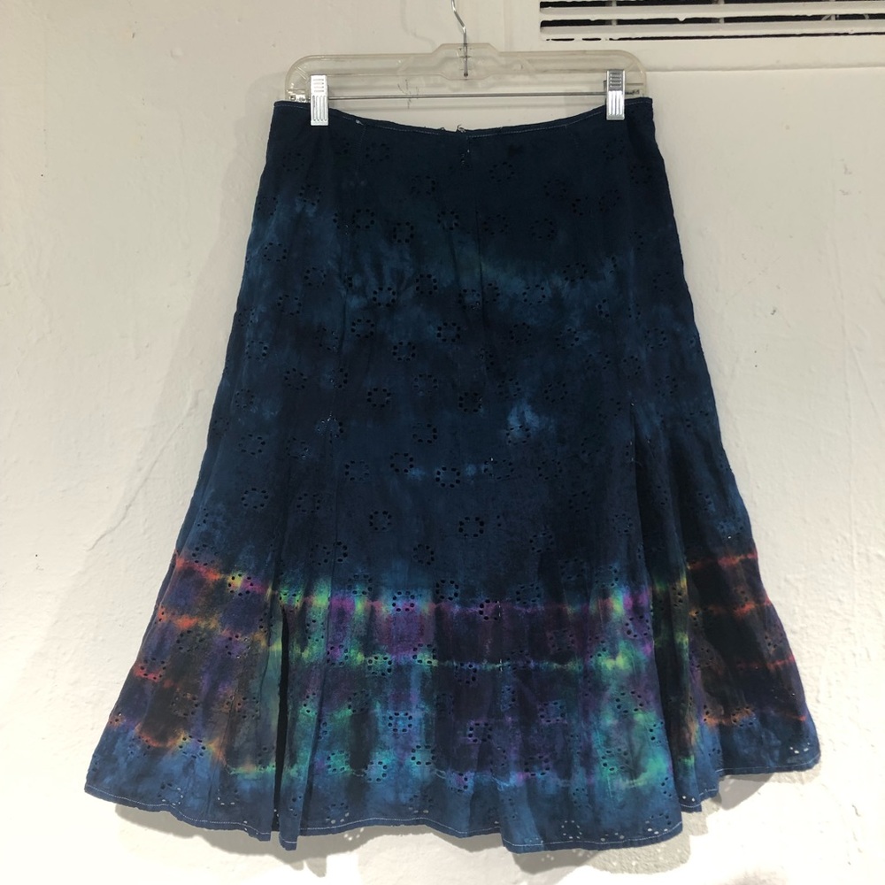 Tie Dye Nine & Co Skirt Sz 10 Navy Rainbow Upcycled SUPER CUTE!